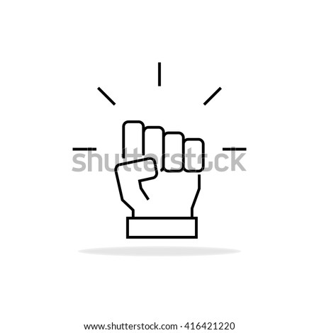 Fist icon in thin line style. Vector symbol. 