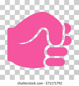 Fist icon. Vector illustration style is flat iconic symbol, pink color, transparent background. Designed for web and software interfaces.