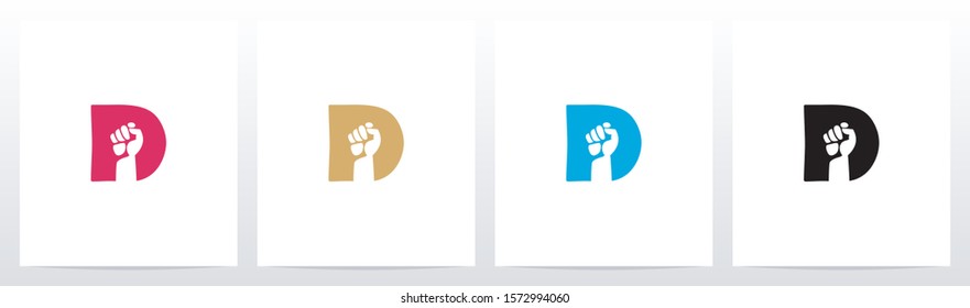 Fist Inside Letter Logo Design D