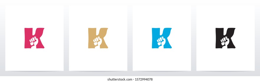 Fist Inside Letter Logo Design K