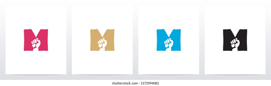 Fist Inside Letter Logo Design M