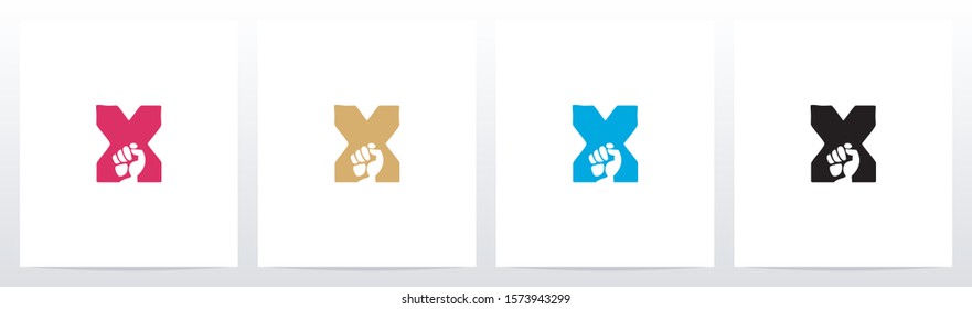 Fist Inside Letter Logo Design X