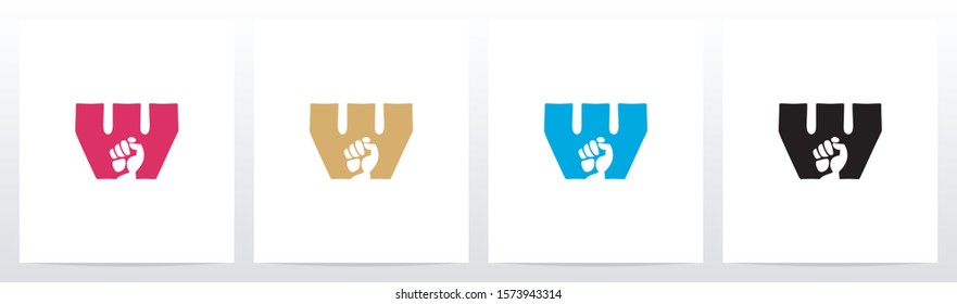 Fist Inside Letter Logo Design W