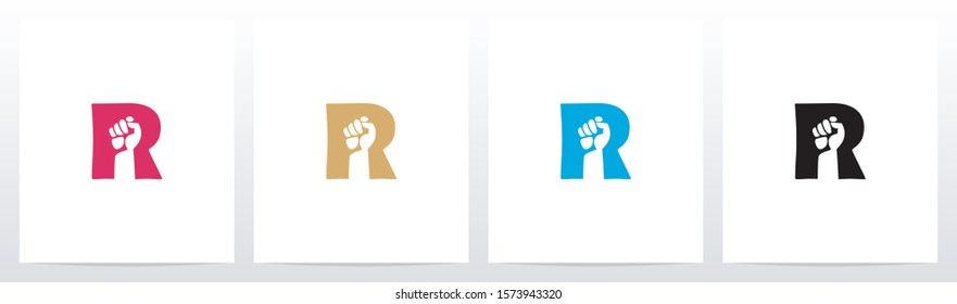 Fist Inside Letter Logo Design R