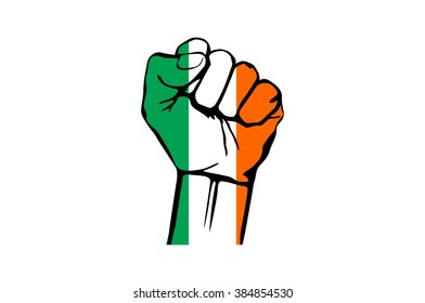 Fist of Ireland flag painted, multi purpose concept - isolated on white background art