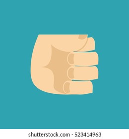 Fist isolated. Hand Brush on blue background.
