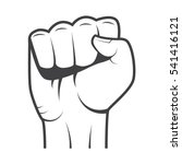 Fist isolated on white background in vintage style. Vector illustration.
