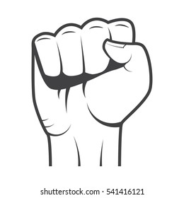 Fist isolated on white background in vintage style. Vector illustration.
