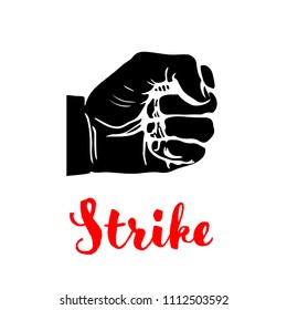 Fist, knuckle icon black silhouette stock vector illustration on white backgroung