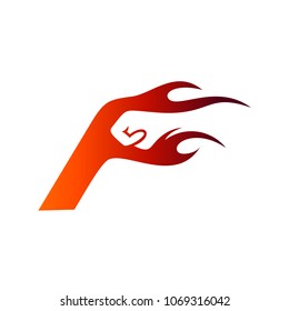 Fist Letter F With Fire Flame, Logo Template Ready For Use