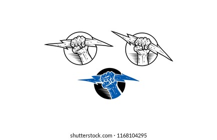 Fist Lightning Logo Icon Vector