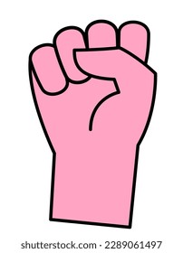 Fist in lineal flat style. Human body part.