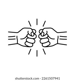 Fist linear icon. Punch icon. Fists bumping. Struggle logo. Vector illustration.