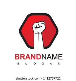 Fist Logo Isolated In Hexagon Background