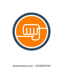 Fist logo template, forward punch icon, martial art symbol, vector illustration