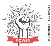 Fist male hand, proletarian protest symbol. Power sign.