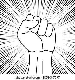 Fist male hand, proletarian protest symbol. Power sign