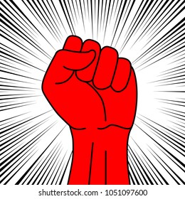 Fist male hand, proletarian protest symbol. Power sign