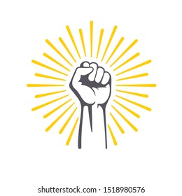 Fist male hand, proletarian protest symbol. Power sign.
