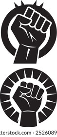 Fist male hand, proletarian protest symbol. Power sign stock illustration, abstract logo