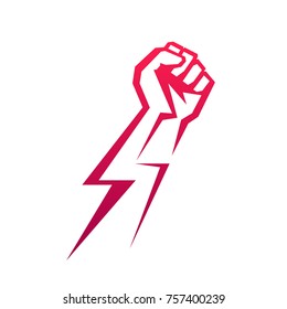 Fist male hand, proletarian protest symbol. Power sign