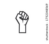 Fist male hand. Protest symbol. Power sign. Fist logo. Raised fist. Revolution fist. Fight icon. Human hand. Logo with hand. Logo template. Freedom symbol. Kulak. Resistance. Disagreement.
