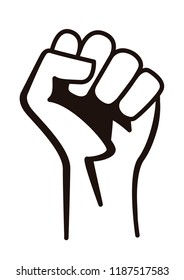 Fist male hand raised
