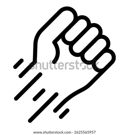 Fist in motion icon. Outline fist in motion vector icon for web design isolated on white background