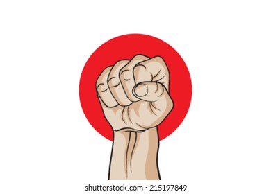 Fist on a background of the flag of Japan