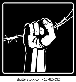 Fist on black background