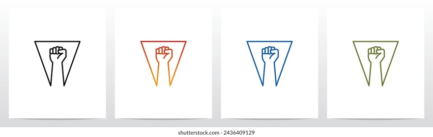 Fist On Letter Outline Initial Logo Design V