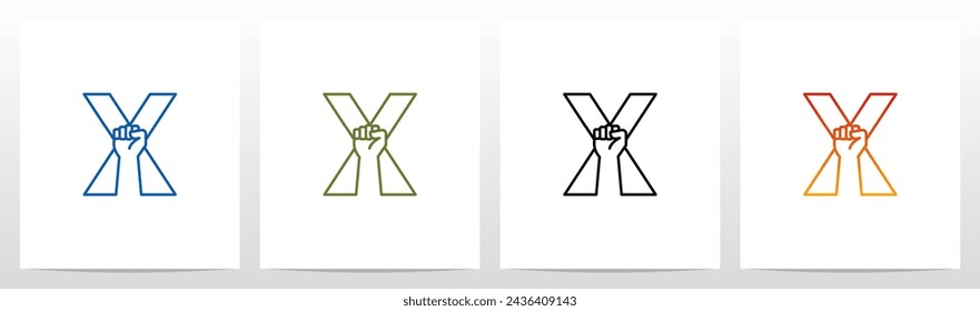 Fist On Letter Outline Initial Logo Design X