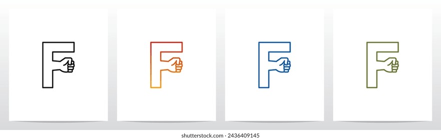 Fist On Letter Outline Initial Logo Design F