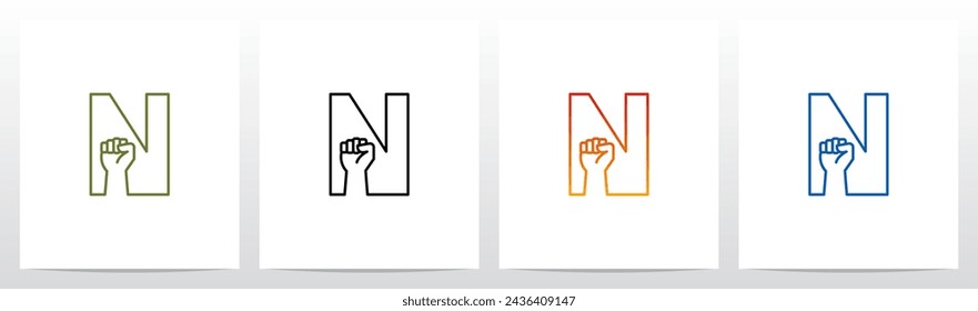 Fist On Letter Outline Initial Logo Design N