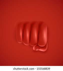 Fist on red background, punch. Illustration contains transparency and blending effects, eps 10