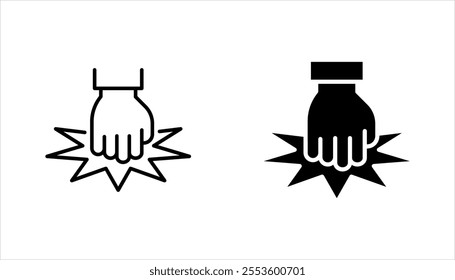 Fist on table linear icon. Angry person. Fist hitting table. vector illustration on white background