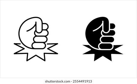 Fist on table linear icon. Angry person. Fist hitting table. vector illustration on white background