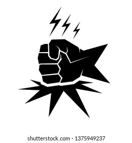 Fist on table vector icon. Anger or aggression concept. Black Silhouette Fist hitting table. fight for your rights illustration