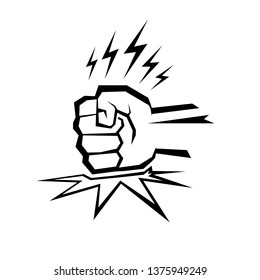 Fist on table vector icon. Anger or aggression concept. Black Silhouette Fist hitting table. fight for your rights illustration