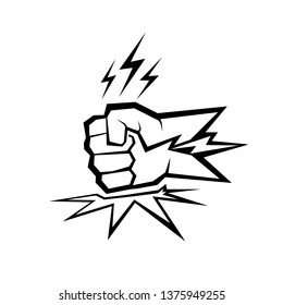 Fist on table vector icon. Anger or aggression concept. Black Silhouette Fist hitting table. fight for your rights illustration