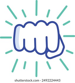 Fist outline color vector illustration