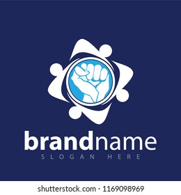 Fist people fight logo icon vector template