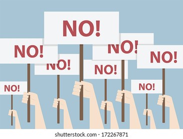 Fist and placard, Protest concept, VECTOR, EPS10