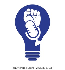 Fist Podcast Birne Form Konzept Logo Design Vektor-Illustration.