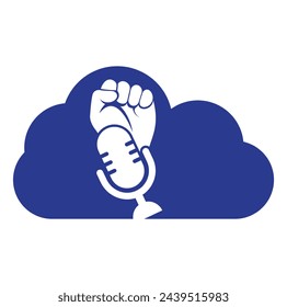 Ilustración vectorial de diseño de logotipo de concepto de forma de nube de podcast.