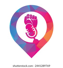Fist Podcast GPS Form Konzept Logo Design Vektor-Illustration.