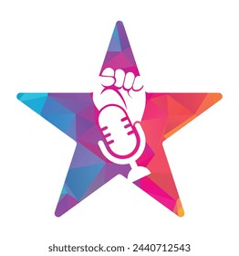 Fist podcast star shape concept logo design vector illustration.