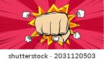 Fist. Pop art retro comic style. Punch, cartoon vector illustration