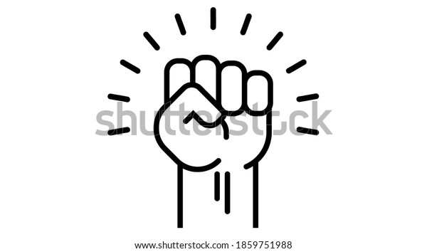 Fist up power\
Concept of protest, rebel, political demands, revolution, unity,\
cooperation, lives matter, don t give up. vector icon isolated.\
Hand raised air,\
election.