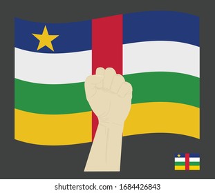 Fist power hand with Central African republicNational flag, Fight for central african People  concept, cartoon graphic, sign symbol background, vector illustration.